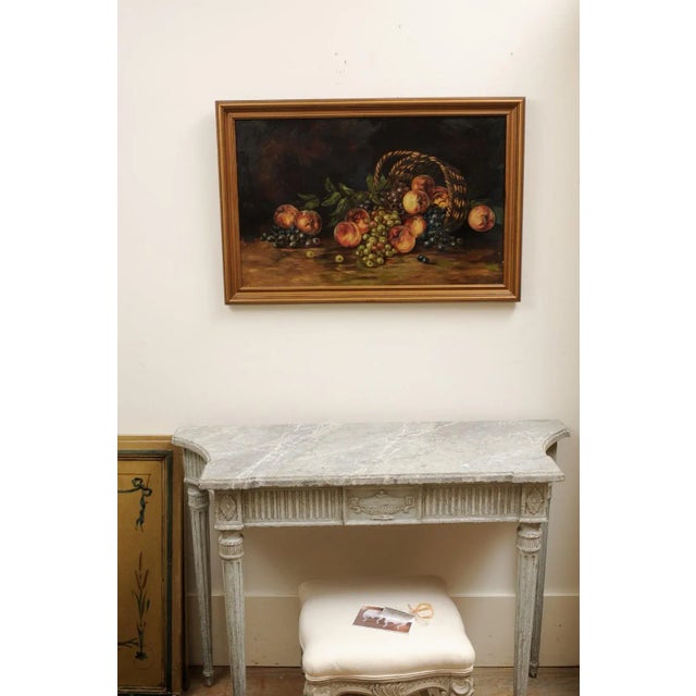 Paint Mid 19th Century American School Still Life of Peaches and Grapes Oil Painting, Framed For Sale - Image 7 of 13