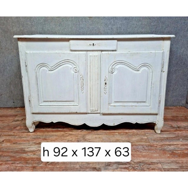 Small Rustic Louis XV Sideboard in Natural Painted Wood For Sale - Image 5 of 10