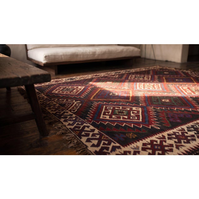 Wine Antique Caucasian - Kilim Rug For Sale - Image 8 of 9