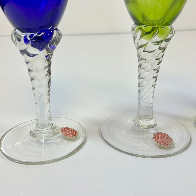 Mid-Century Italian Venetian Hand Blown Wine Glasses - Set of 4 For Sale - Image 10 of 10