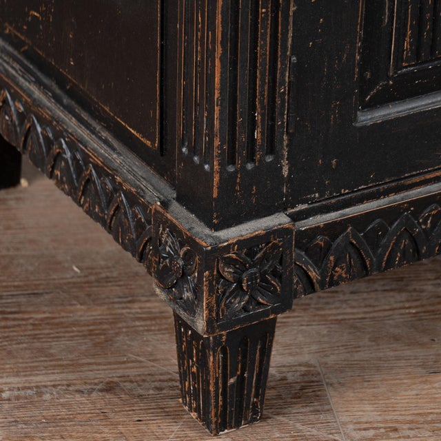 19th Century Swedish Black Painted Pine Sideboard Buffet With Fluted Carved Panels For Sale - Image 14 of 15