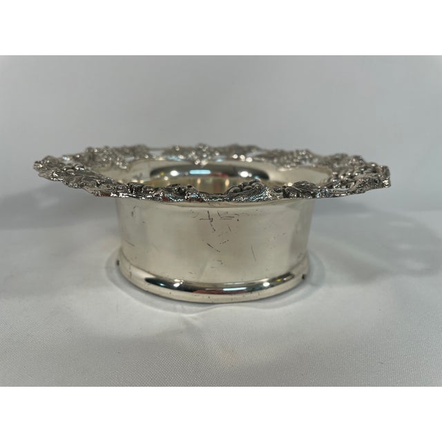 Silver Vintage 1980s Silverplated Wine Bottle Coaster With Grape Motif For Sale - Image 8 of 15