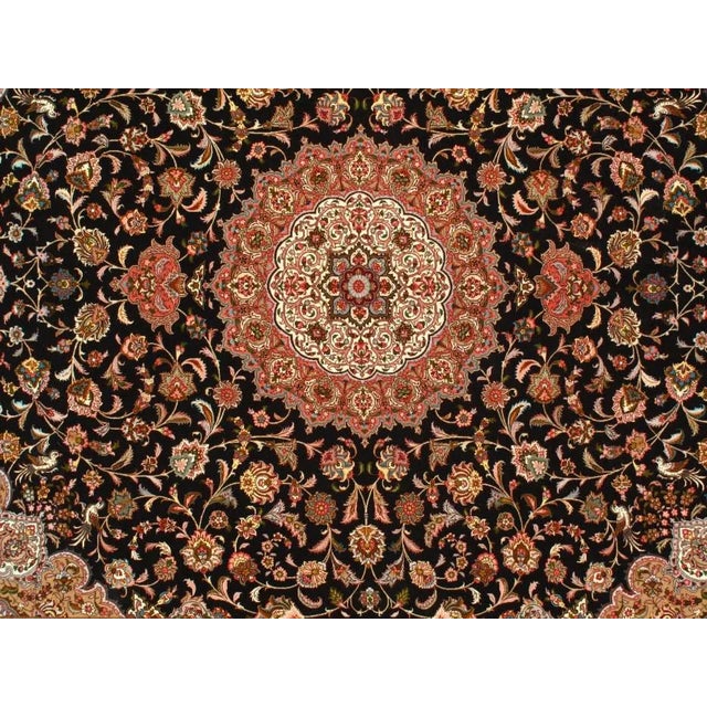 Modern Pasargad Black and Orange Persian Tabriz Silk & Wool- 8'3'' X 9'9'' For Sale - Image 3 of 5