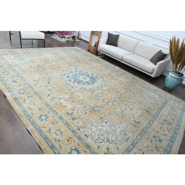 1970s 1970s Vintage Persian Handmade Wool Cotton Orange Area Rug For Sale - Image 5 of 11