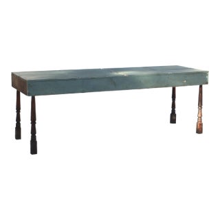 1900s Antique Blue Farmhouse Table - Rustic Dining Table to Seat 8 For Sale