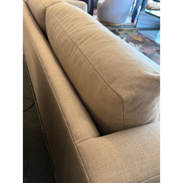 SVN Interiors Bespoke Tailored Taupe With Oak Wood Sofa For Sale In San Francisco - Image 6 of 12