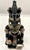Gemstone 1970s Teotihuacán Mexican Obsidian/Onyx Style Aztec Warrior Sculpture – Kneeling Figure W/ Shield & Macuahuitl – Metal & Green Stone Inlay For Sale - Image 7 of 17
