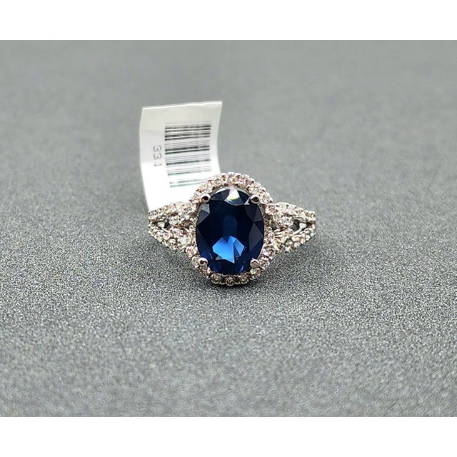 Early 21st Century 3.64 Ct Natural Sapphire & Diamond Ring Size 6.75 For Sale - Image 5 of 7