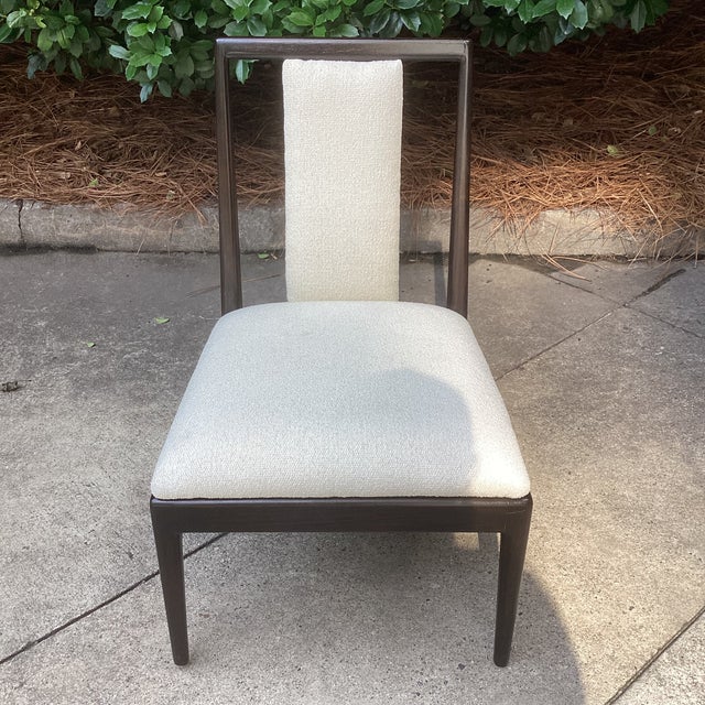 1950s Chic Tommi Parzinger Style Low Slung Slipper Chairs in New Boucle Upholstery - Set of 2 For Sale - Image 4 of 9