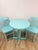 Hollywood Regency Vintage Bistro Set Turquoise Blue Counter Height Table Two Chairs Outdoor/Indoor For Sale - Image 3 of 16