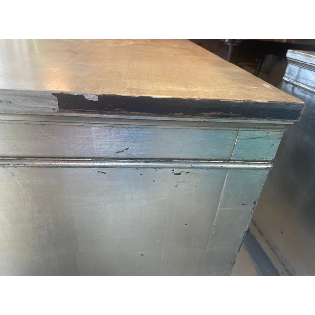 Pair of Hollywood Regency Jansen Louis XVI Style Silvered Chest of Drawers For Sale - Image 15 of 15