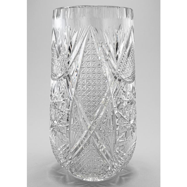 Large Sklárny Bohemia Poděbrady Hand-Cut Lead Crystal Vase, Czechoslovakia, C. 70s-80s For Sale - Image 10 of 10