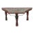 Rustic Red and Green Coffee Table with Trapezoidal Top and Iron Stretchers For Sale