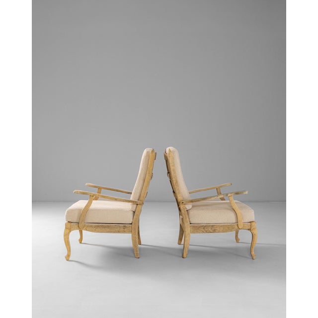 1960s 1960s French Louis XV Style Oak Armchairs With Upholstered Cushions - A Pair For Sale - Image 5 of 18