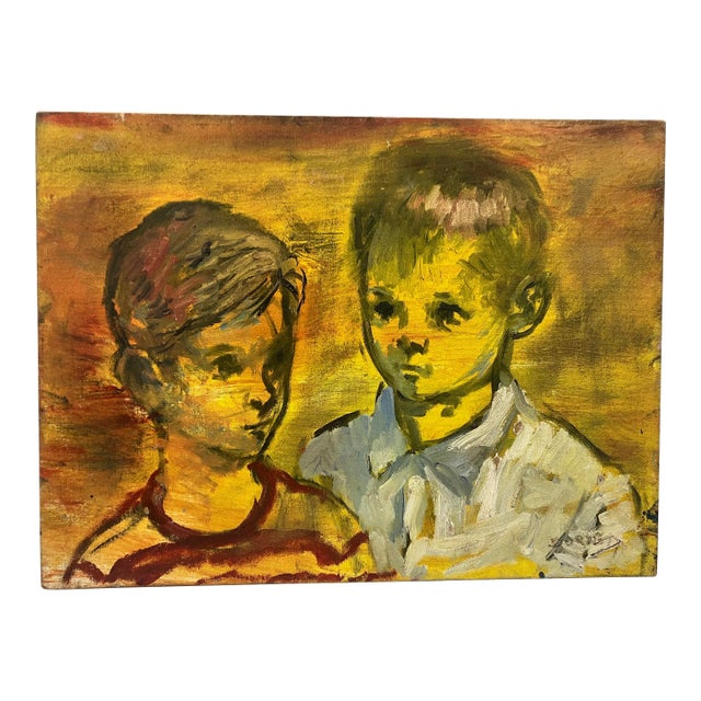 Mid Century Painting Signed Burnett For Sale