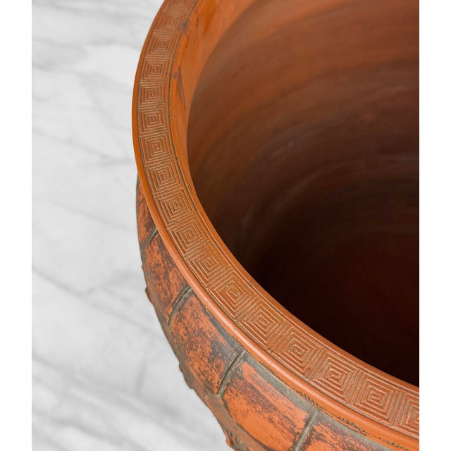 Antique 15" Japanese Red Clay Pottery Dragon Planter Pot Jardiniere For Sale - Image 9 of 12