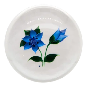 Botanical Lampwork "Blue Flower" Paperweight by Allan Scott for Caithness Glass