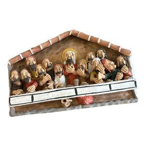 Cristóbal Mamani Signed Folk Art “Last Supper Nativity” Substantial Wall Sculpture