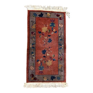 1920s, Handmade Antique Art Deco Chinese Rug 2.1' X 4.3' For Sale