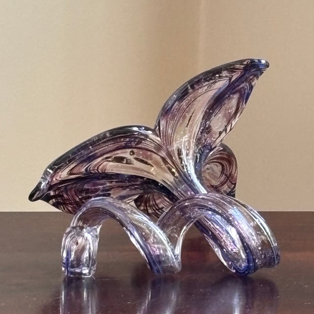 Vintage Murano Hand-Blown Italian Art Glass Flower Sculpture For Sale - Image 16 of 17