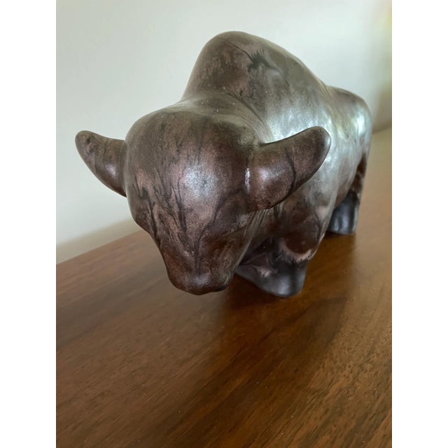 1960s Mid-Century Modern Ruscha West German Pottery Bull For Sale - Image 12 of 12
