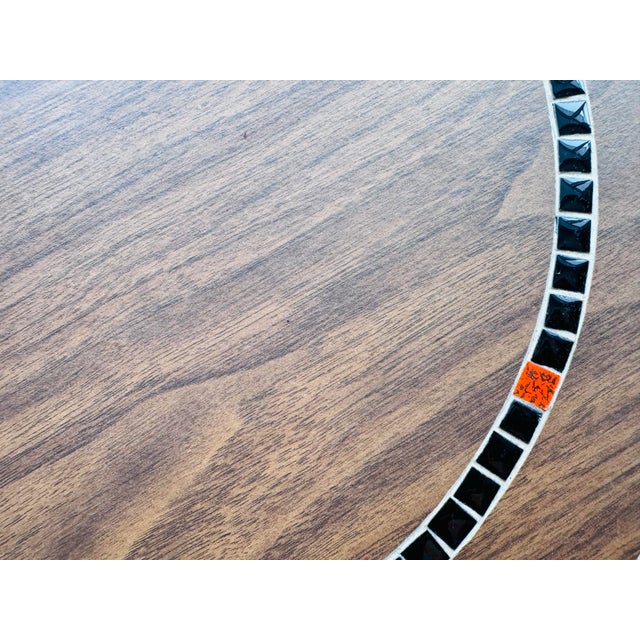 Vintage 1960s Round Side Table With Tile Top Accent Teak Legs For Sale In Boston - Image 6 of 12