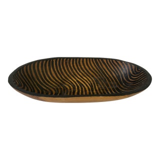 Late 20th Century Wooden Painted Zebra Striped Pattern Dish For Sale