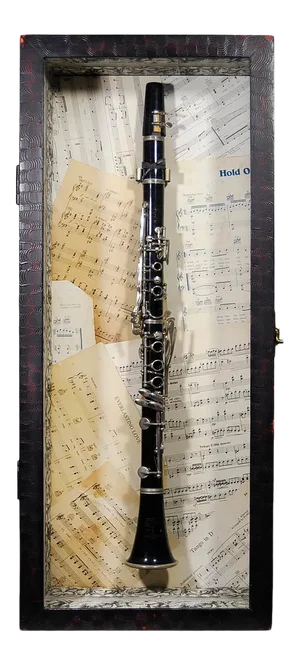 Vintage Clarinet in a Wood Shadowbox