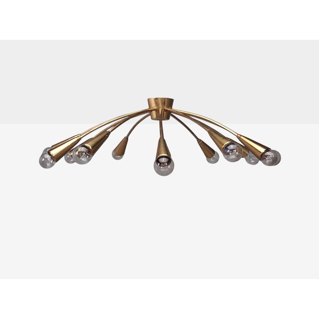 1960s Style After j.t. Kalmar Mid Century Modern Spider Flushmount Chandelier, Brass For Sale In New York - Image 6 of 12