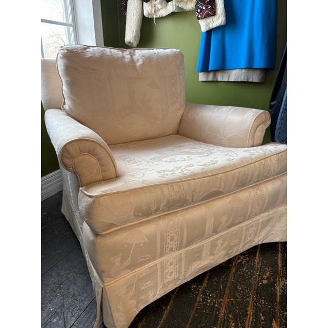 Vintage Chinoiserie Toile Club Chair For Sale - Image 10 of 12