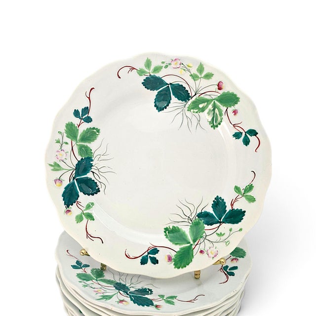 1850s Lebeuf Milliet Creil Et Montereau “Fraise” George Sand Dessert Plates - Set of 10 For Sale - Image 4 of 17