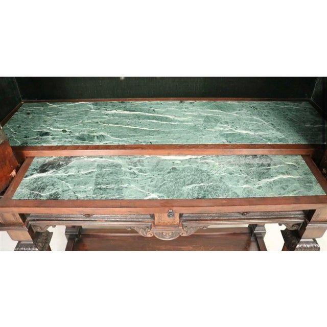 19th Century Italian Renaissance Revival Walnut, Intarsia & Marble Cabinet For Sale - Image 4 of 12