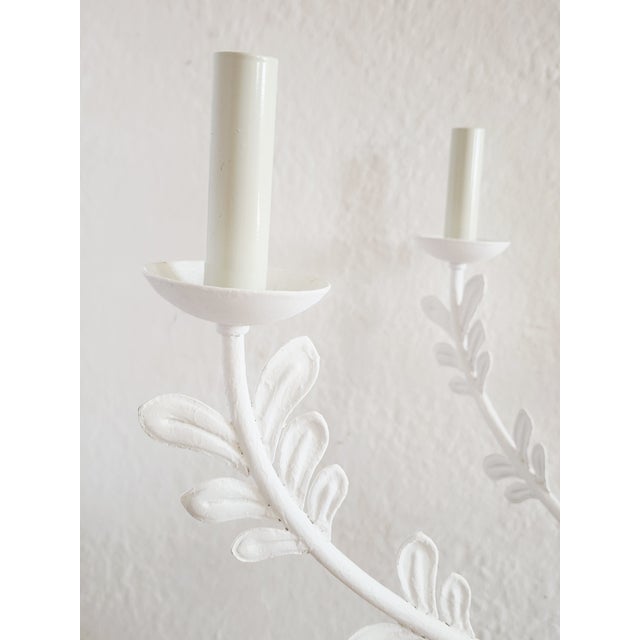 Metal Florian Troy Lighting White Gesso Leaf Motif Chandelier For Sale - Image 7 of 12