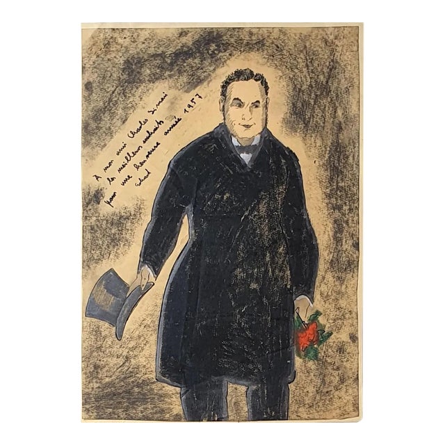 Portrait - Original Pastel and Watercolor Drawing by E. Klepper - 1957 1957 For Sale