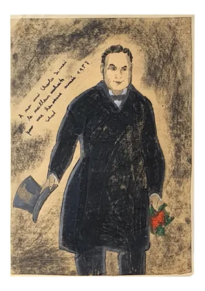 Portrait - Original Pastel and Watercolor Drawing by E. Klepper - 1957 1957