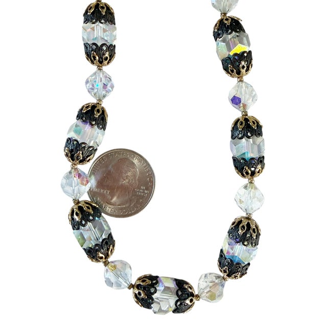 1960s Vintage Czech Cristal Necklace With Gold Tone Chain For Sale - Image 5 of 6