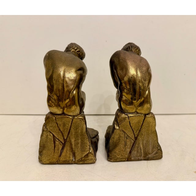 Metal The Thinker Bookends For Sale - Image 7 of 10