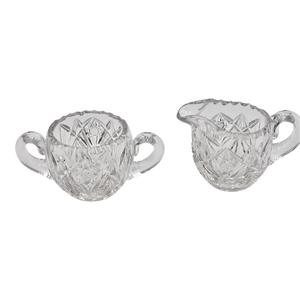 1930s Early American Brilliant Quality Cut-Crystal Creamer & Sugar Bowl Set