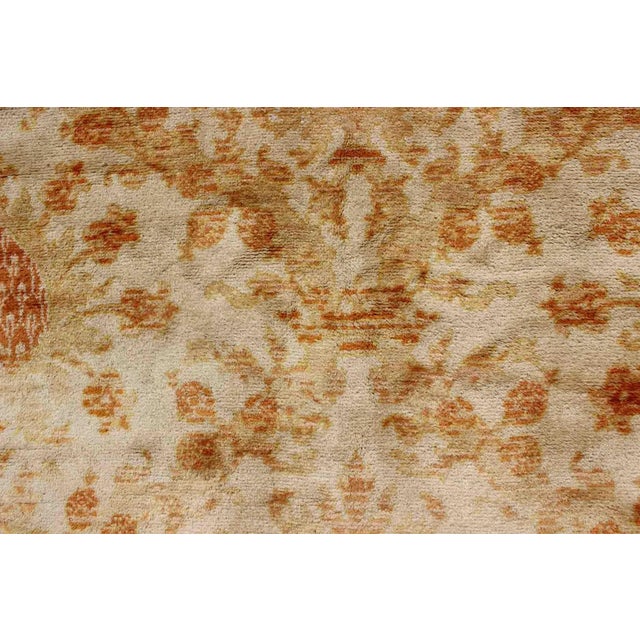 Textile Antique Spanish European Carpet With Pineapple Design in Gold, Cream & Tangerine For Sale - Image 7 of 10