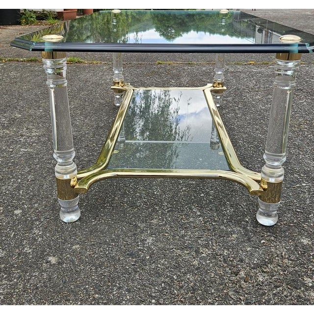 Metal Italian Two-Tier Coffee Table in Glass, 1980s For Sale - Image 7 of 16