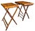 Vintage pair of folding burnt bamboo tray tables featuring a warm tortoise finish and handcrafted bamboo construction. The...
