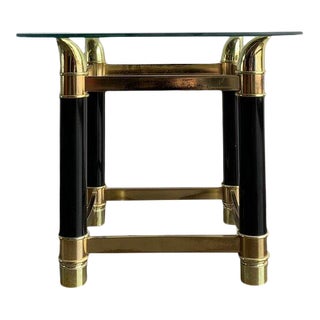 Vintage 1990s Brass & Black Side Table For Sale