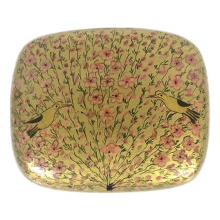 Hand Painted Vintage Kashmir Lacquered Trinket Box For Sale