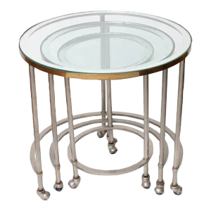 Mid Century Chrome Nesting Tables, 3