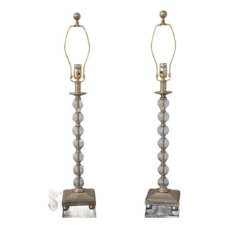 1990s Stacked Crystal Ball Table Lamps - Pair For Sale