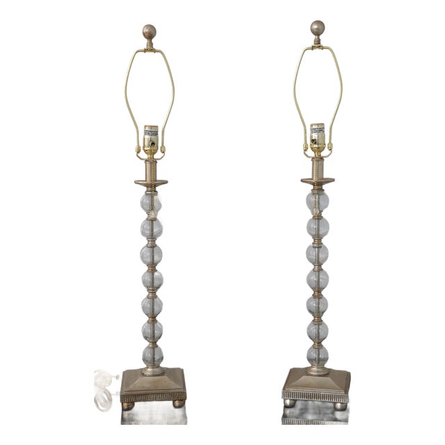 1990s Stacked Crystal Ball Table Lamps - Pair For Sale