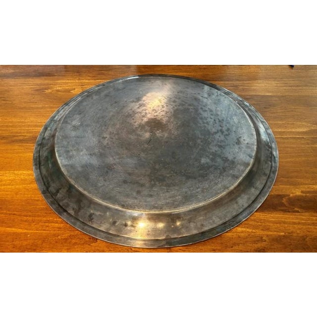 Mid 20th Century Vintage Large Round Silver-Plated Serving Tray For Sale - Image 5 of 6