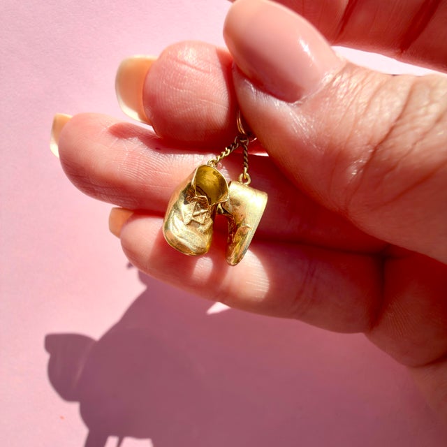 Gold Vintage 14k Baby Shoes Charm For Sale - Image 8 of 14