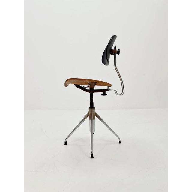 Wood Bauhaus German Swivel Chair Model by Egon Eiermann for Wilde & Spieth 1950s For Sale - Image 7 of 11