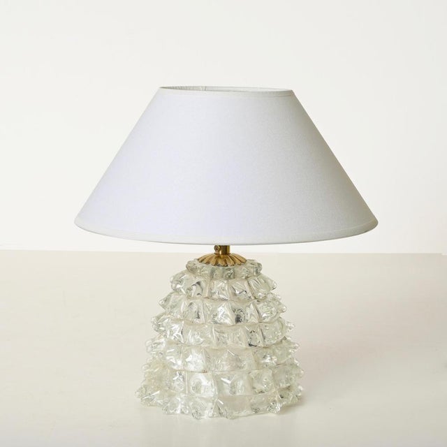 Large Vintage Murano Rostrato Glass and Brass Table Lamp, Italy, 1940s For Sale - Image 13 of 16